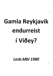 Gamla Reykjavík í Víðey?, greinarkápa